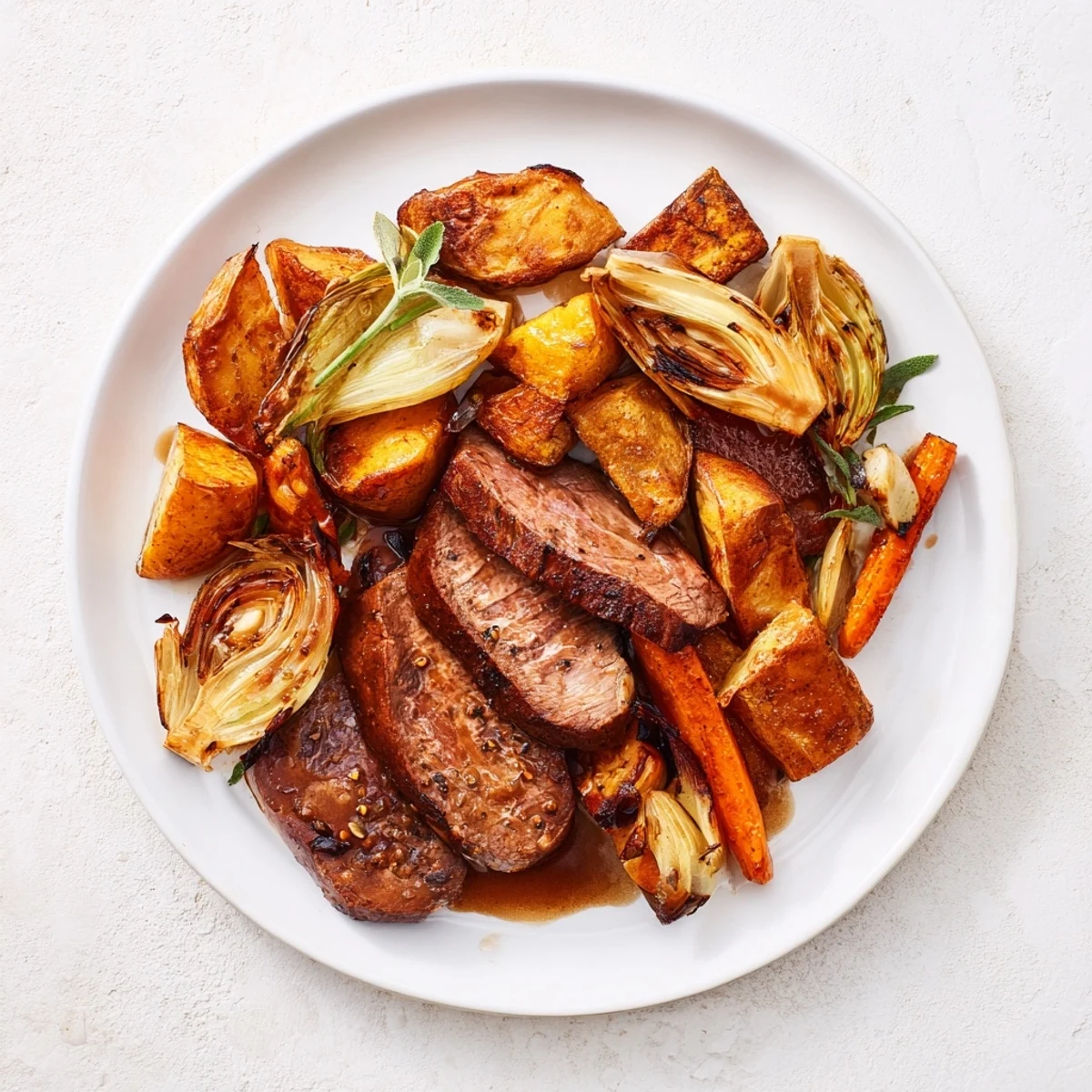 A close-up of a steaming Everyday Family Favorite Pot Roast, revealing perfectly cooked meat and vibrant vegetables.