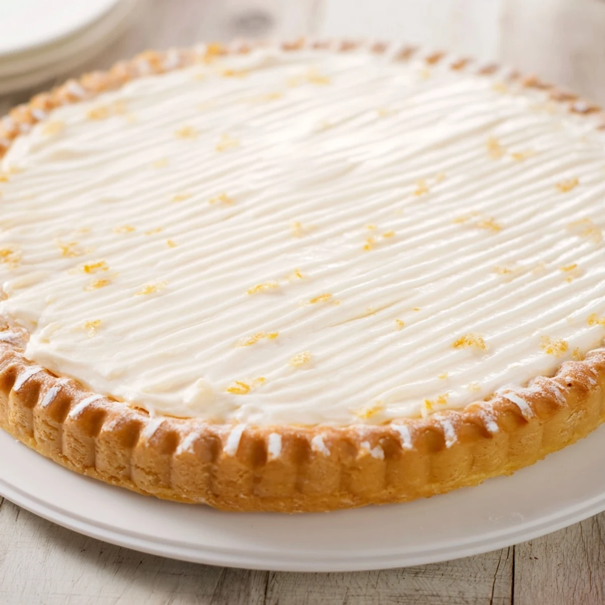 Golden soft home plate saffron and vanilla custard tart boasts a flaky crust and rich, creamy filling.