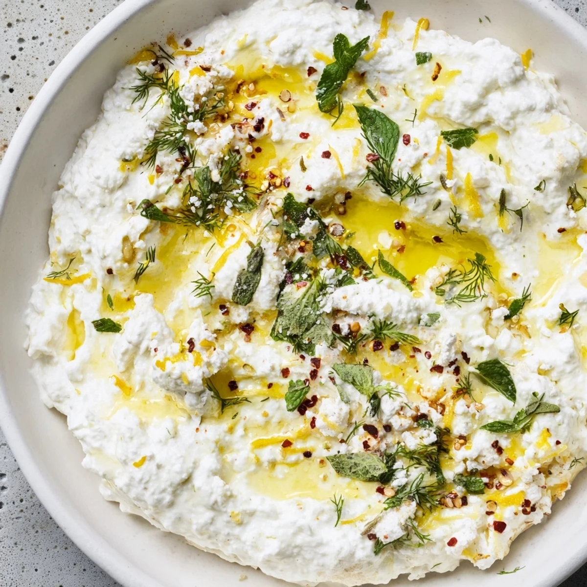 This vibrant photo shows a close-up of the easy Angel Wings Whipped Feta Dip ready to be scooped up.