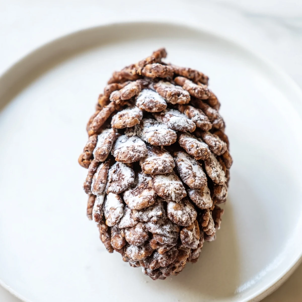 Coated in cereal, these pinecone-shaped nut butter snacks promise a delightful crunch with every bite, perfectly crafted.