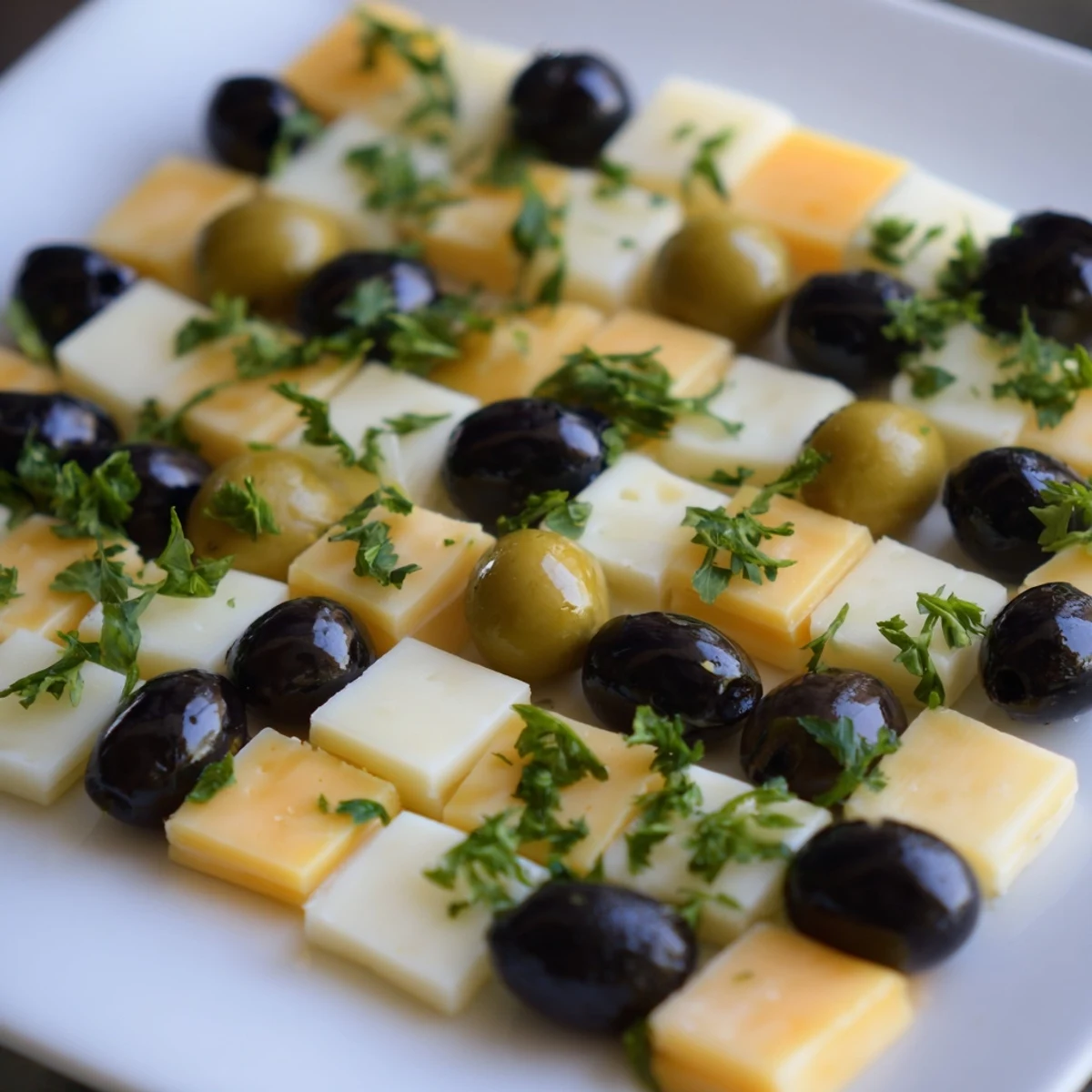 Cheese and Olive Chessboard