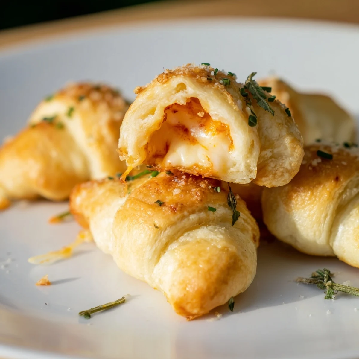 Golden, cheesy Savory Rolls: Crescent Roll Baked Cheese Bites, fresh from the oven, ready to enjoy.