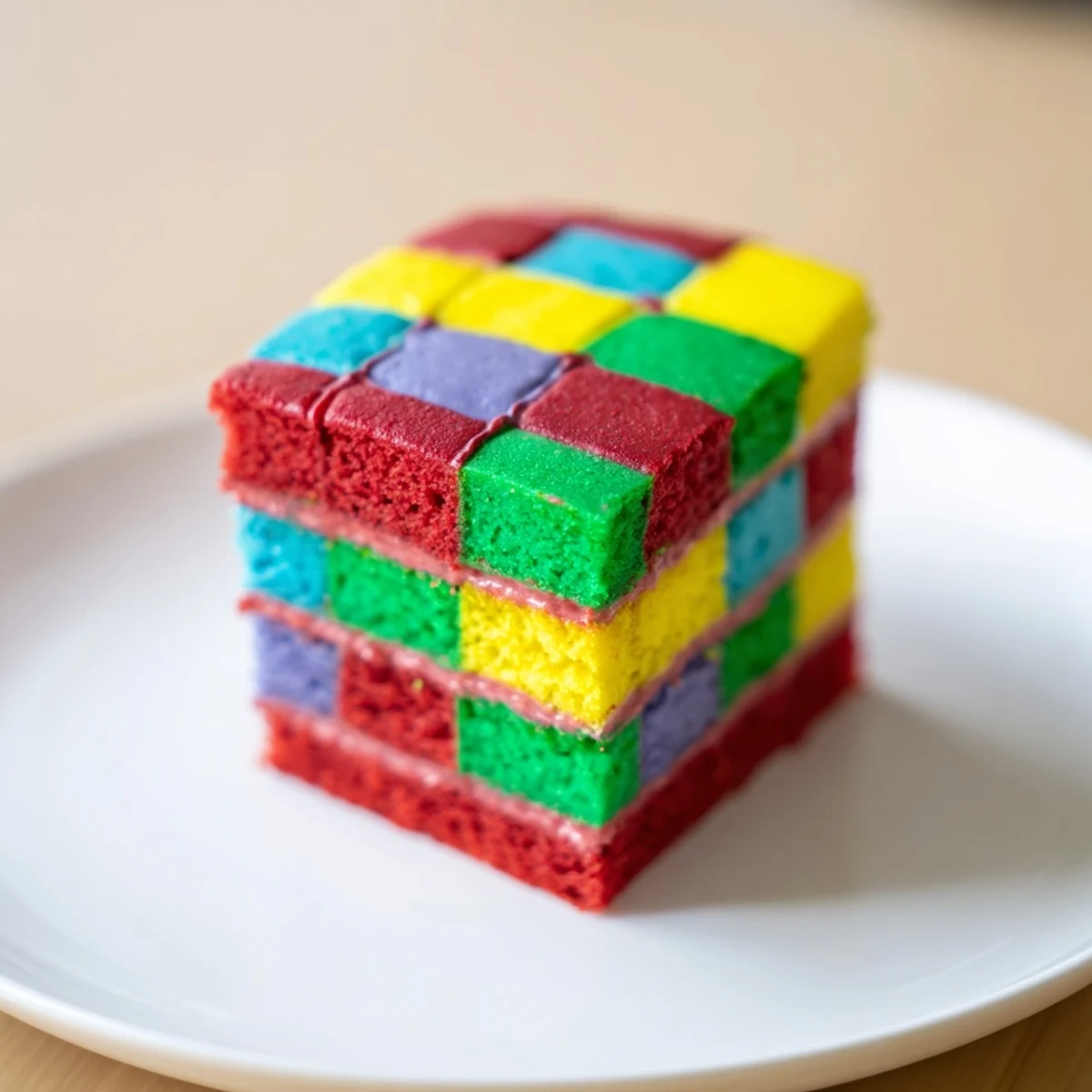 Imagine the beautifully layered texture: this Cozy Quilt Patchwork Cake has a light, appealing appearance.