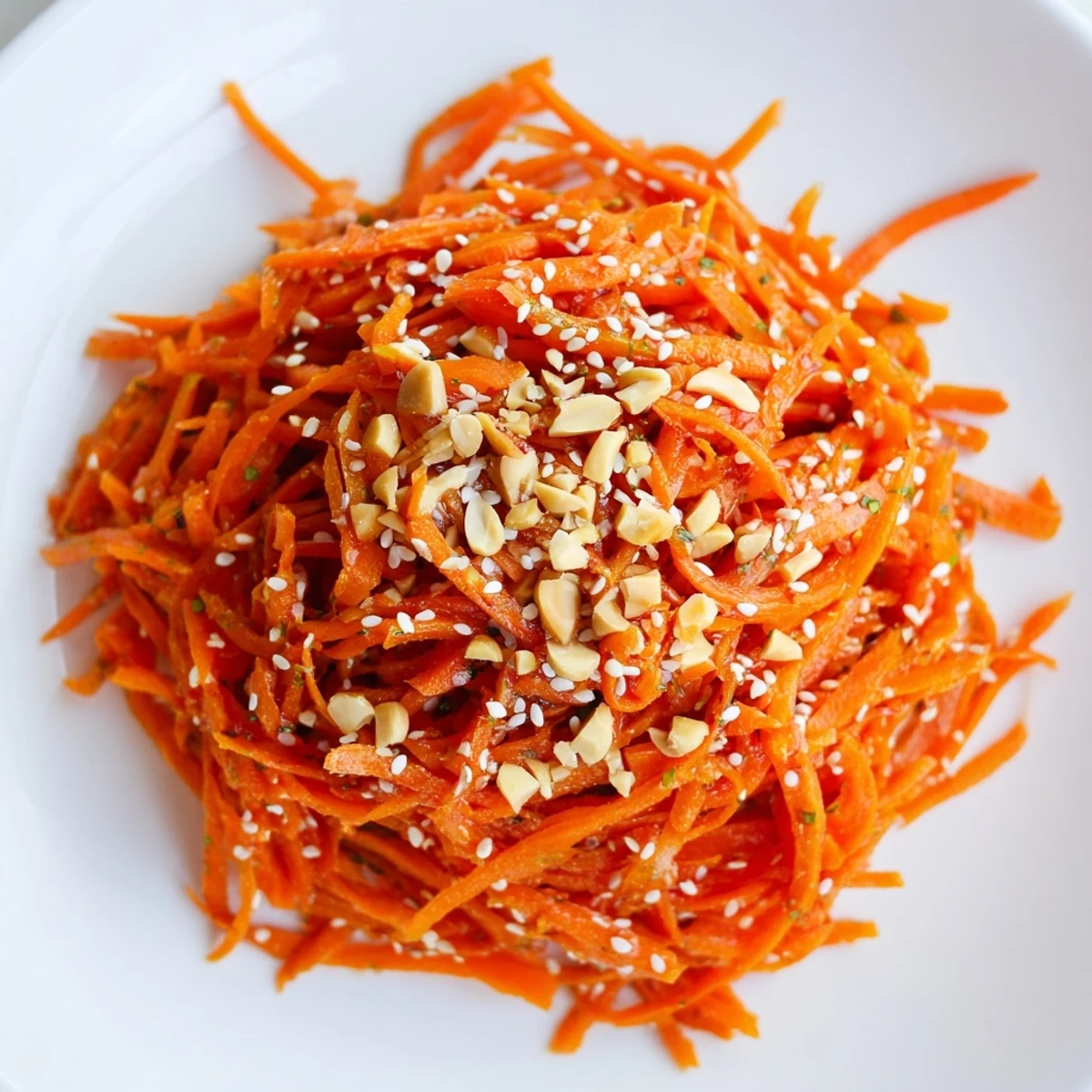 Bright orange Spicy Carrot Salad with fresh cilantro, a flavorful Asian-inspired side dish.