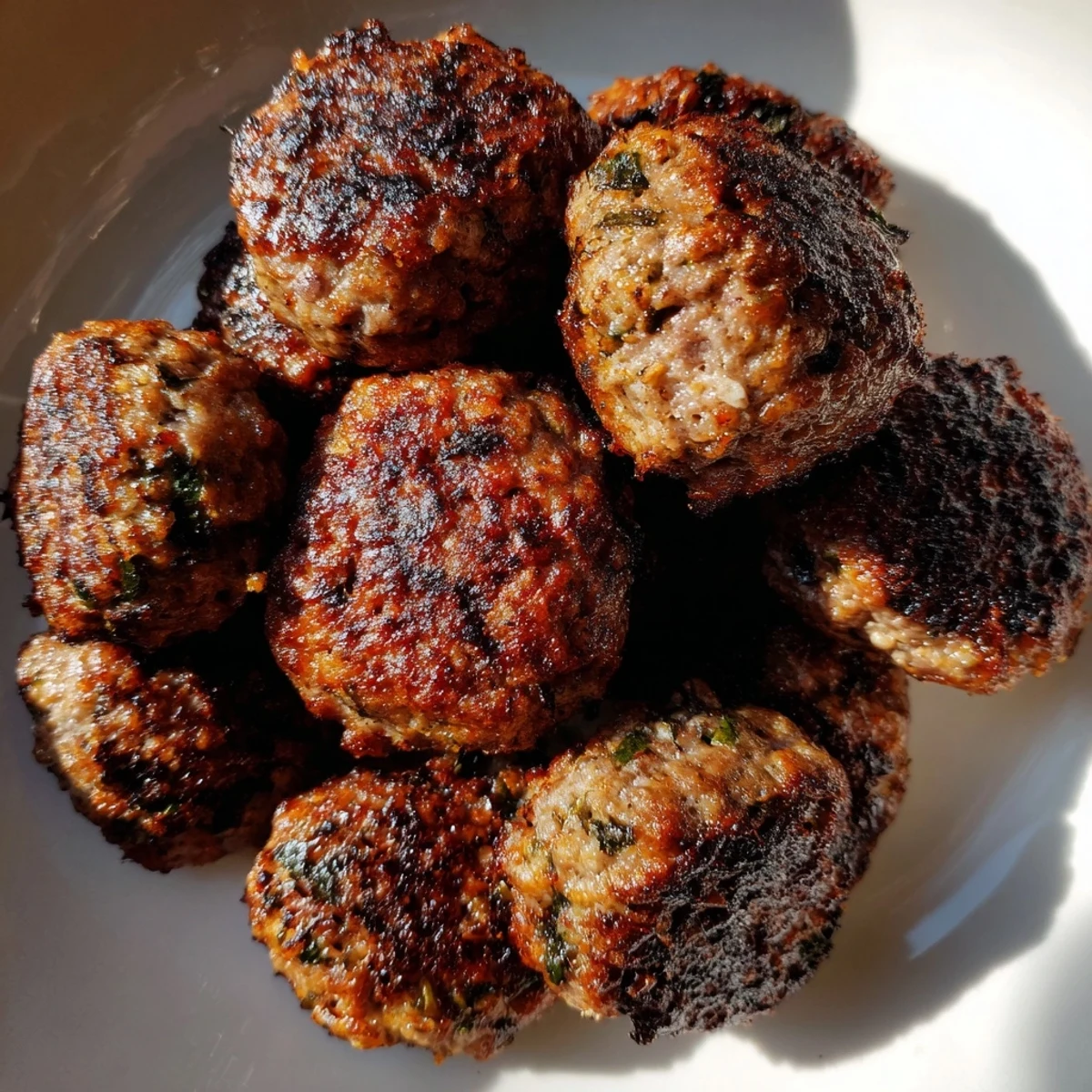 Golden-brown Turkish Köfte meatballs, pan-fried to perfection, are ready to be served hot.