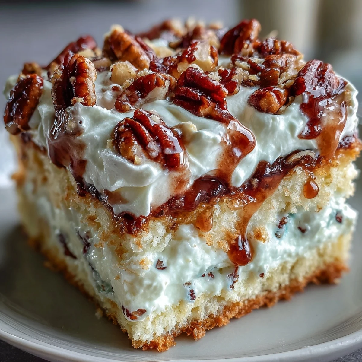 Freshly baked Butter Pecan Tres Leches Cake soaked in a creamy milk blend, ready for dessert.