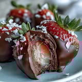 Decadent Dubai-style strawberry truffles coated in glossy dark chocolate, with a hint of rosewater and cardamom.