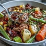 Classic Kentucky Derby Burgoo Stew, brimming with tender meats and vegetables.