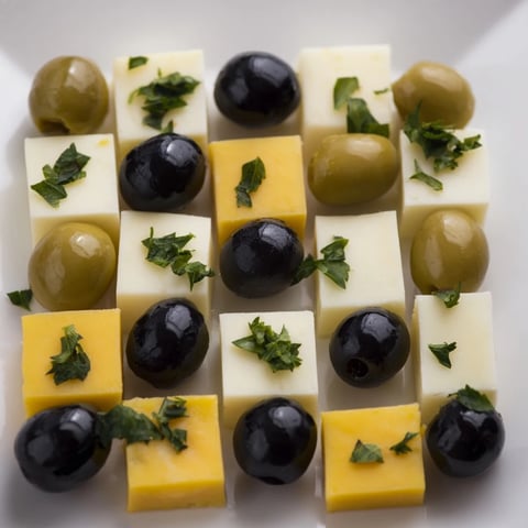 Beautiful Cheese and Olive Chess Board: a festive appetizer arranged in a classic checkered pattern.