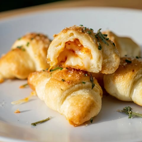 Golden, cheesy Savory Rolls: Crescent Roll Baked Cheese Bites, fresh from the oven, ready to enjoy.