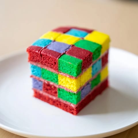 Imagine the beautifully layered texture: this Cozy Quilt Patchwork Cake has a light, appealing appearance.