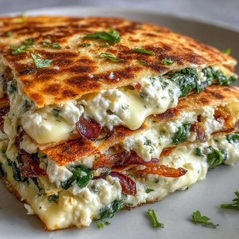 Crispy whole wheat tortillas filled with melted mozzarella and creamy feta, garnished with fresh oregano.