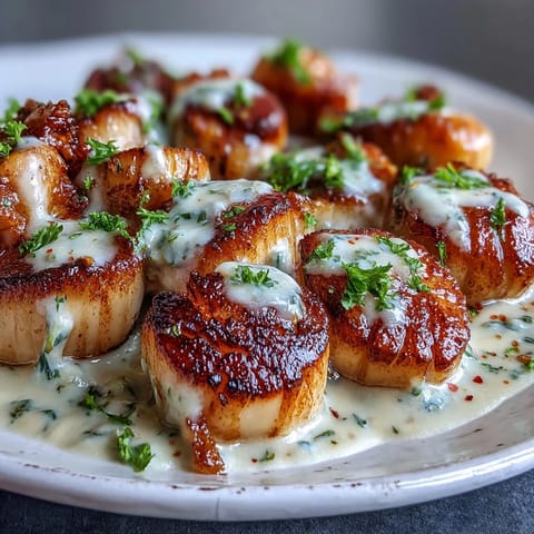 Succulent scallops with spicy Cajun cream sauce served over rice for a restaurant-quality dinner.