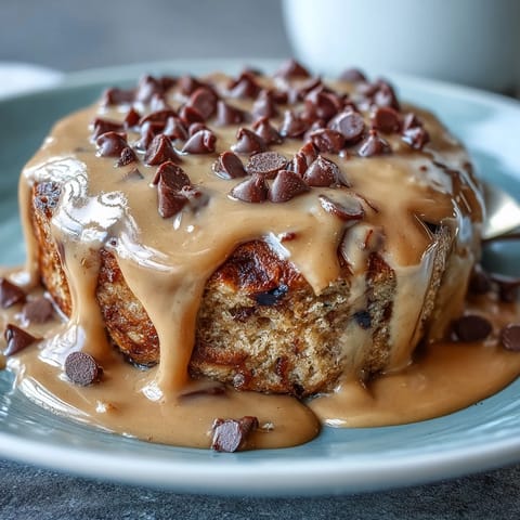 A warm, gooey Peanut Butter Cup Protein Pancake Bowl topped with sliced banana and chopped roasted peanuts.