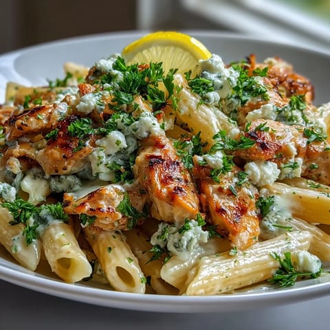 Steaming Creamy Lemon Feta Chicken Pasta plated with fork-twisted noodles, crumbled feta, and a lemon wedge for an easy weeknight dinner.