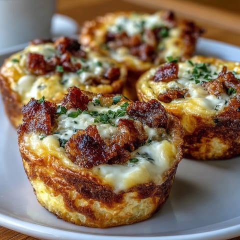 Golden-brown Ranch Bacon Breakfast Egg Bites with melted cheddar and crispy bacon bits emerge from the oven, ready for a savory morning meal.