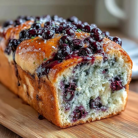 Vibrant Lemon Blueberry Sourdough Swirl Bread Loaf featuring bright citrus zest and fresh berry swirls baked to perfection.  