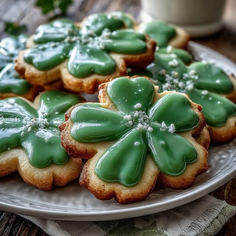 1. Festive St. Patrick's Day shamrock sugar cookies decorated with vibrant green royal icing, perfect for holiday celebrations.