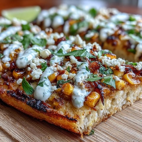 Charred corn flatbread bursting with cotija cheese, cilantro, and spicy jalapeño crema.