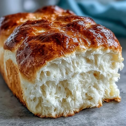 Soft, golden Japanese Milk Bread loaf with a delicate crust, perfect for slicing and serving with butter or jam.