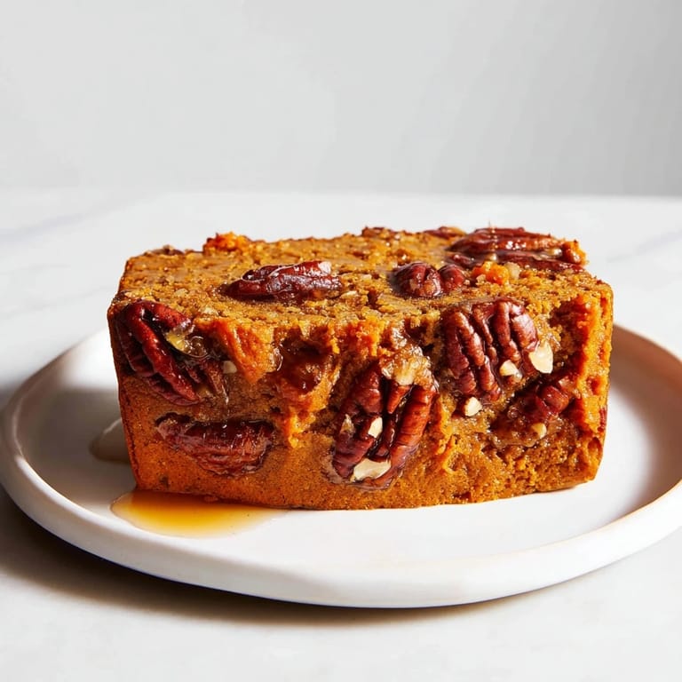 Golden-brown Weekend Cabin-Style Sweet Potato and Pecan Loaf, freshly baked and perfect for a cozy weekend.