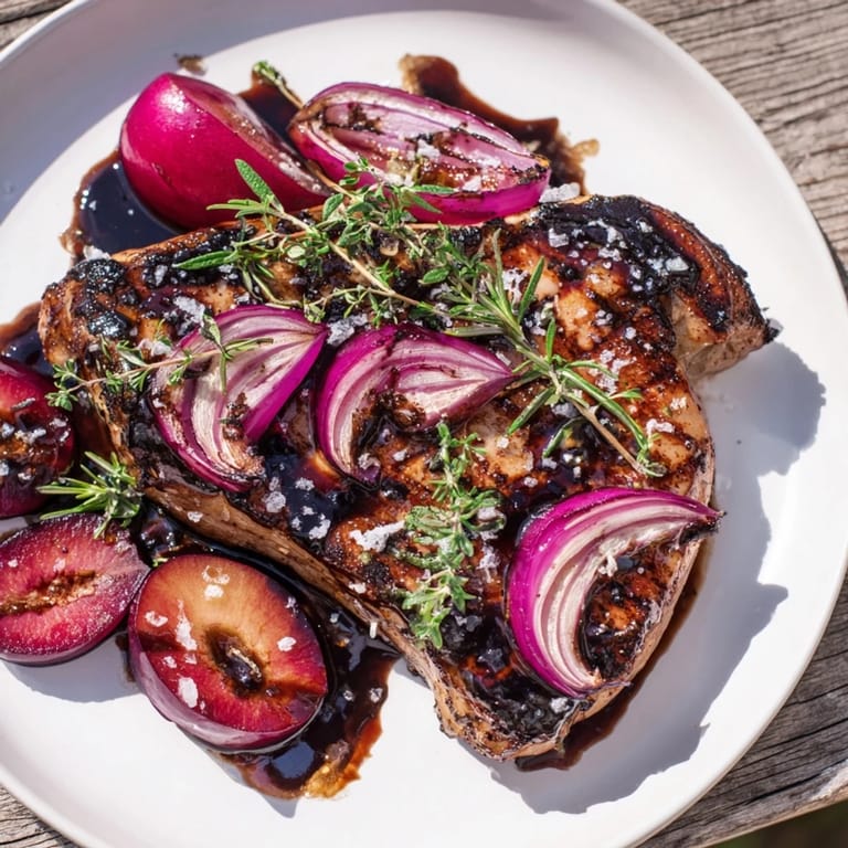 Tender Plum-Soft Pork Chops bathed in a rich, balsamic glaze – a perfect, satisfying skillet meal.