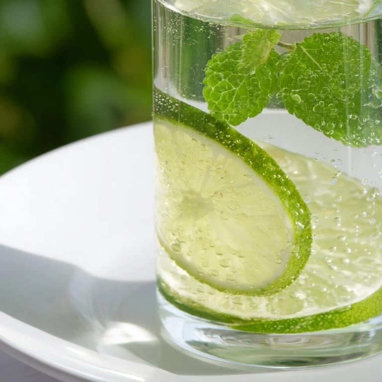 Bright green, freshly made Mint Lime Agua Fresca, a cool drink with mint and lime.