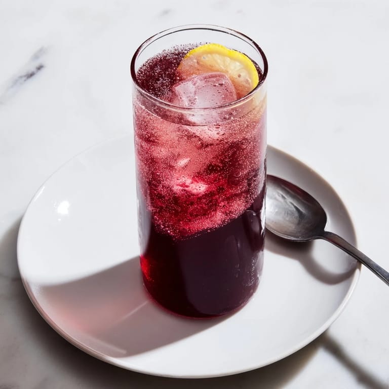 Close-up of a Sleepy Girl Mocktail, a simple, delicious, and calming cherry juice drink.