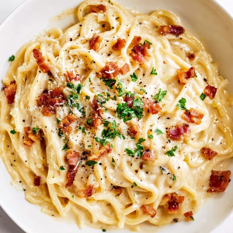 Enjoy a delicious Ramen Carbonara Hack with a golden egg yolk and the savory notes of Parmesan cheese.