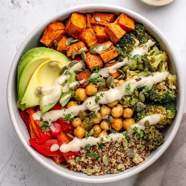 Hearty Quinoa Buddha Bowl, a wholesome vegan meal ready to be enjoyed with fresh toppings.