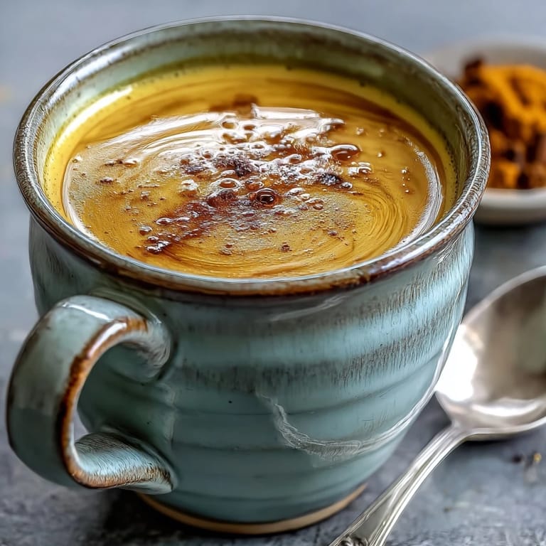 This vibrant Turmeric and Ginger Golden Milk glows beside a small bowl of fresh ginger root and warm spices.