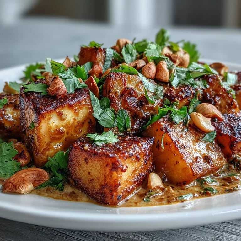 Steaming bowl of fragrant curried celeriac, featuring tender vegetable chunks and a rich, coconut-based sauce for a comforting meal.