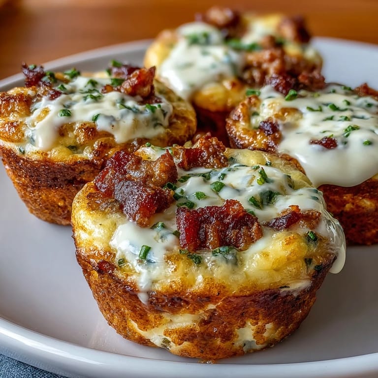 Savory Ranch Bacon Breakfast Egg Bites arranged on a white plate with fresh chives and crispy bacon crumbles, perfect for a protein-packed breakfast.