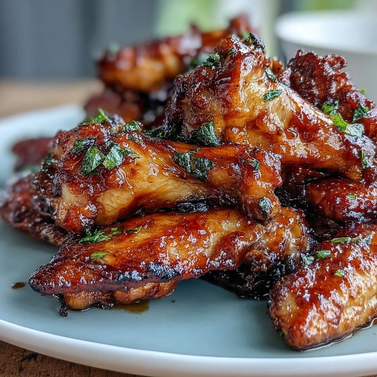 Sticky honey garlic chicken wings baked until crispy, served over tender rice for a satisfying and crowd-pleasing main dish.
