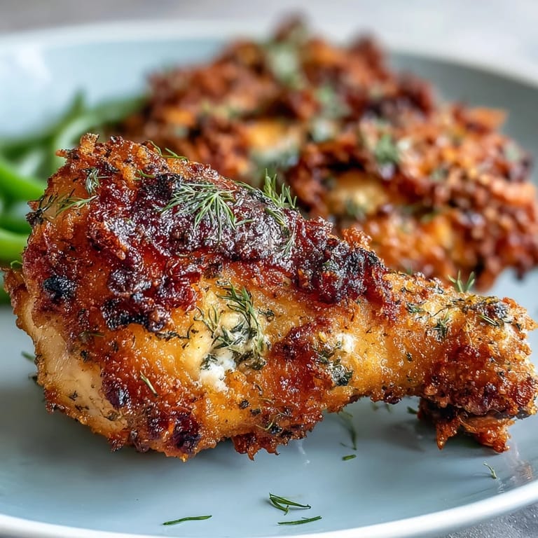 Golden-baked chicken drumsticks with smoky ranch spice rub paired with tender green beans, perfect for a healthy keto meal.  