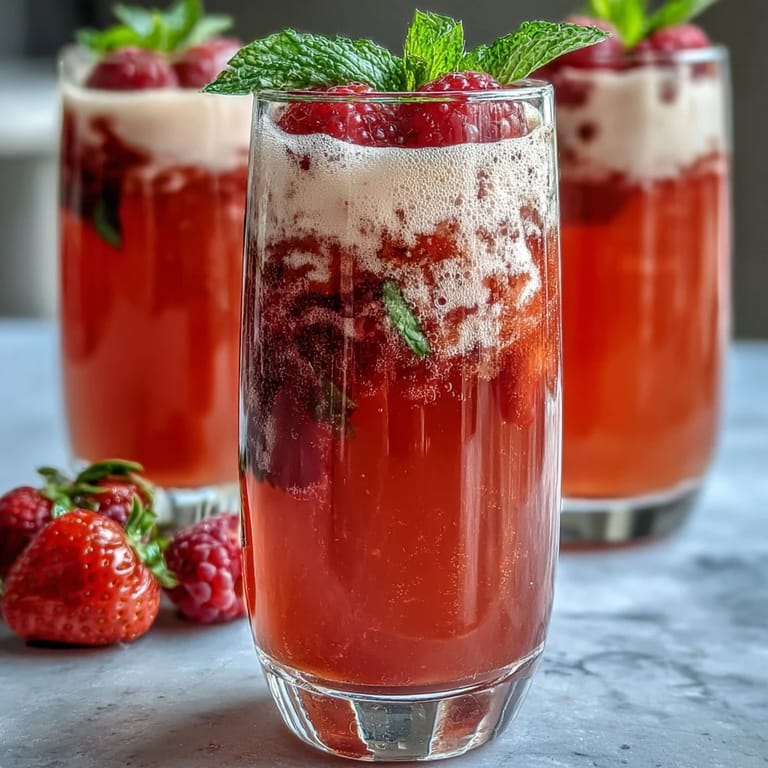 Elegant Strawberry Bellini Bar setup with champagne flutes, fresh berries, and optional flavor add-ins for guests.