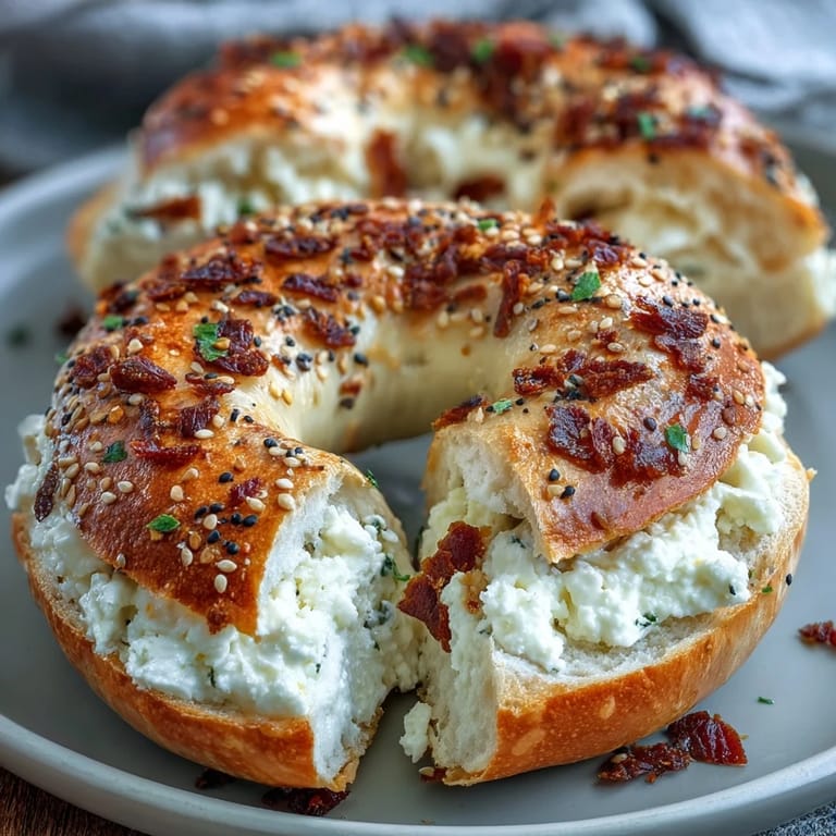 Golden cottage cheese bagels baked to perfection, offering a quick, protein-rich breakfast or snack option.