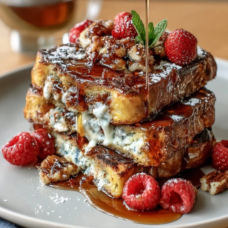 Warm, golden pancake casserole topped with juicy mixed berries and dusted with powdered sugar, ideal for sharing.  