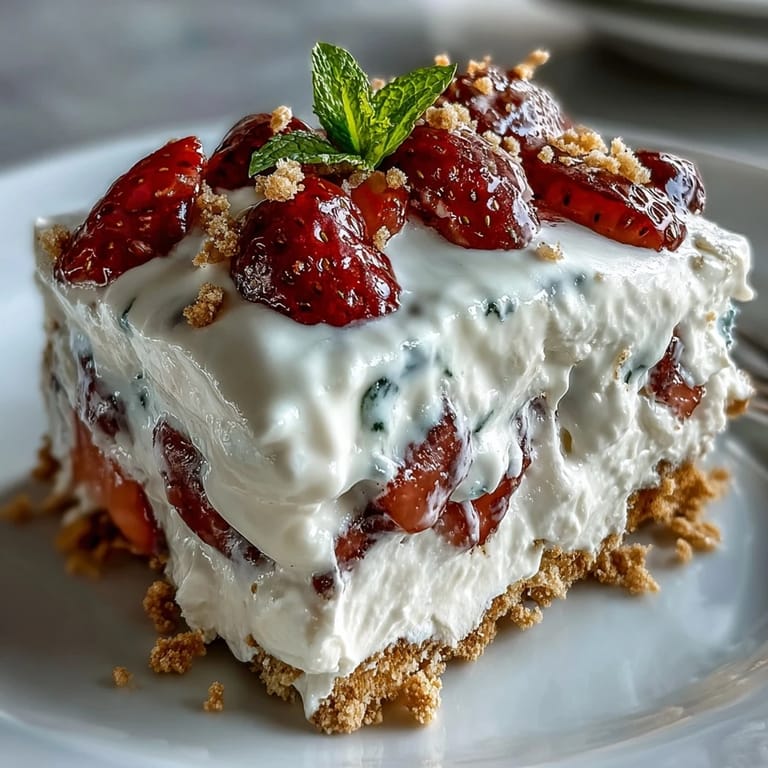 Sweet Memorial Day No-Bake Icebox Cake bursting with fresh strawberries.