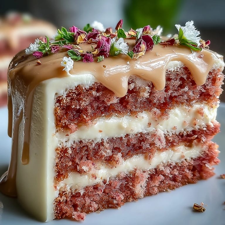 Beautifully decorated Rosé Velvet Cake, a delightful centerpiece for any bridal shower.