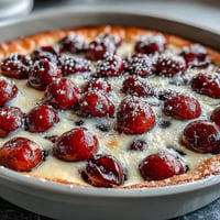Golden baked Fresh Cherry Clafoutis boasts plump cherries in tender vanilla custard.