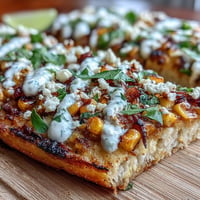 Charred corn flatbread bursting with cotija cheese, cilantro, and spicy jalapeño crema.