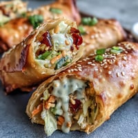 Golden crispy spring rolls with fresh vegetables and vermicelli, served with creamy peanut dipping sauce.  